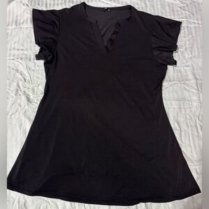 Lily Elegant Black V-Neck Blouse